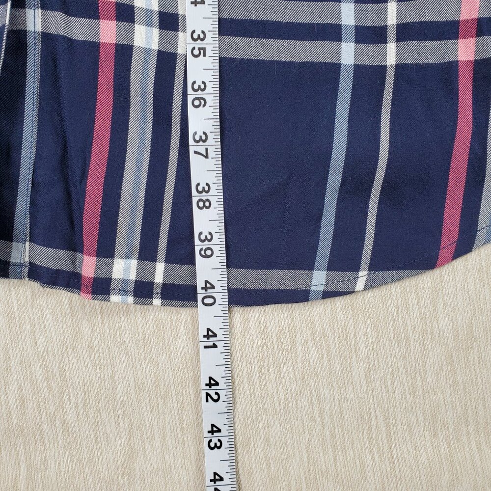 Motherhood maternity blue plaid dress large belted Roll Tab Sleeves pockets NWT - Picture 8 of 9